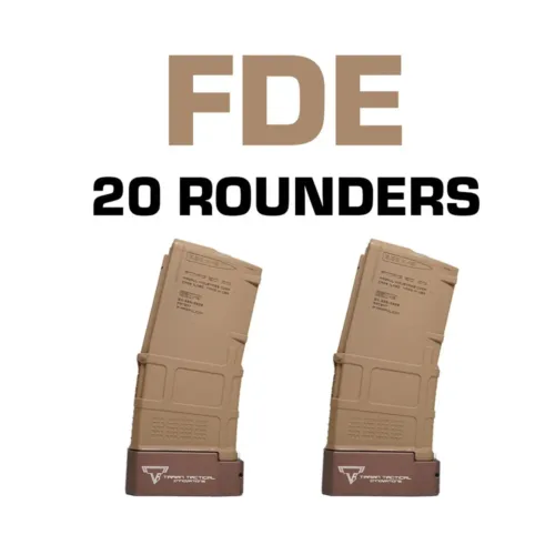 FDE CERAKOTED 20 ROUND MAGS WITH TARAN TACTICAL +5 FDE EXTENSION 2 PACK