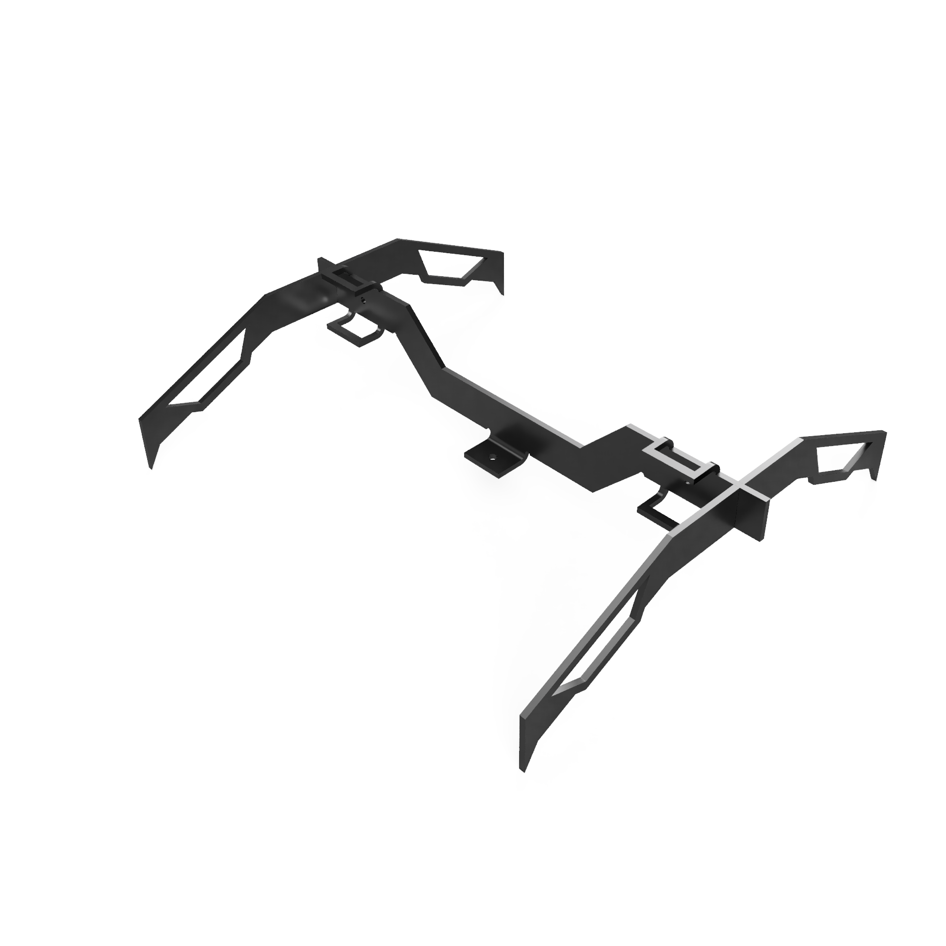 TARGET STAND – Badlands Munitions Co 3D-rendered black metal frame with angular cutouts, shown against a white background, viewed from an angled perspective