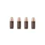 Five lipsticks in dark tubes aligned in a row, with copper-toned bullet tips visible under a white background