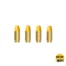 Row of five yellow bullet tips with gold casings on a white background; bottom-right shows a dripping yellow circle logo reading 'BUTTER SHOTS'.