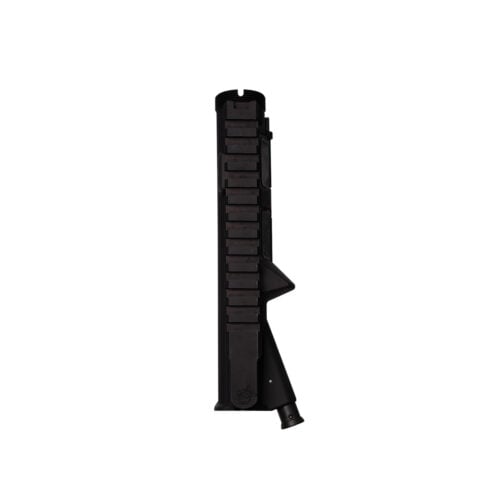 Black tactical rifle handguard/rail segment with multiple mounting slots viewed from the side.